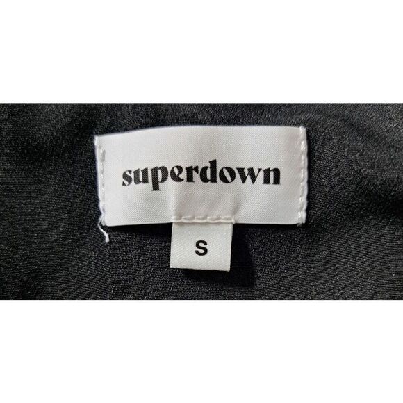 Superdown‎  Dress Size Small Black Lace Eyelet Trim Bleu Side Split - Picture 10 of 11